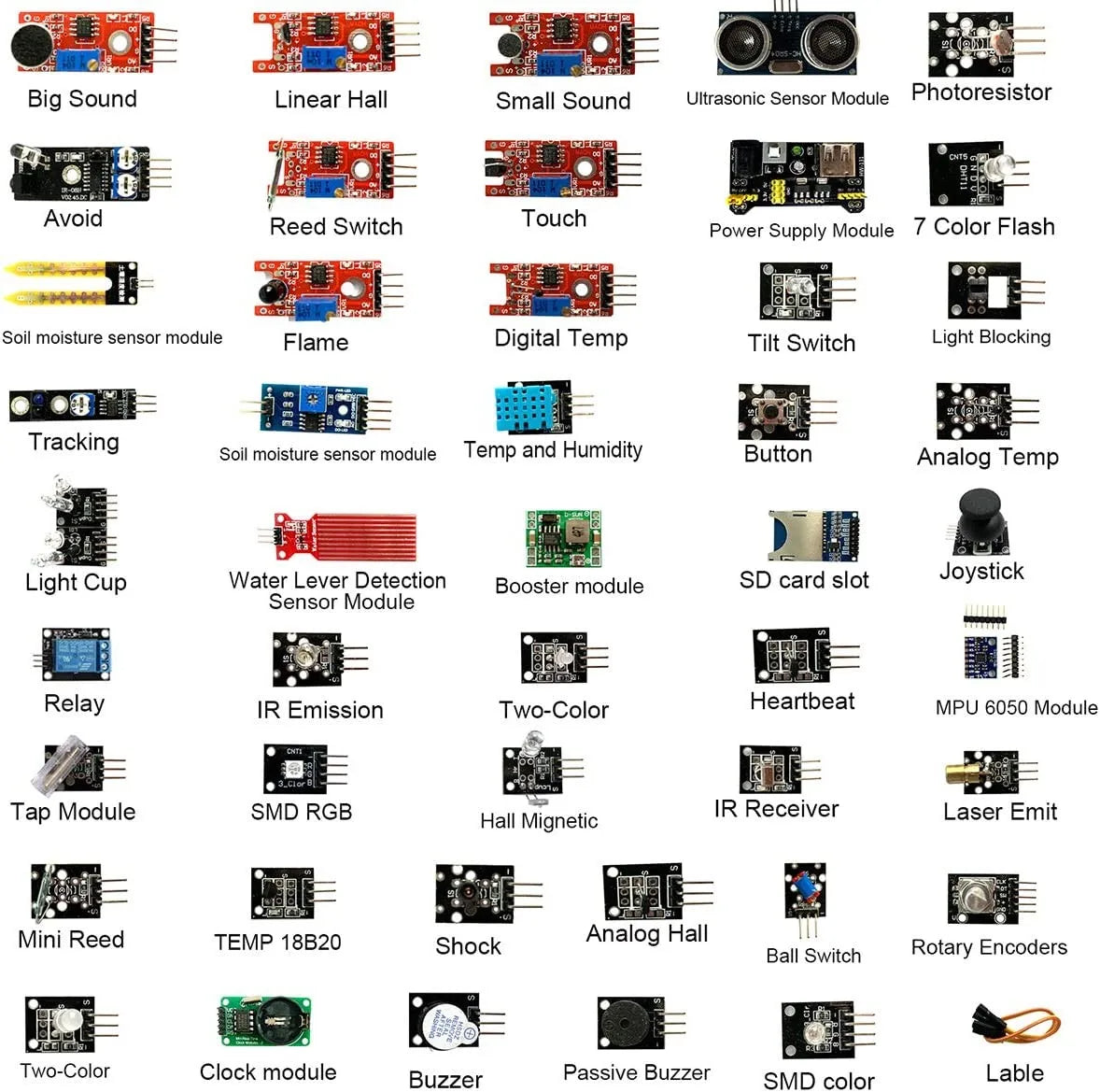 45-in-1 Sensor Module Starter Kit - 16 Types of Electronic Sensors for Arduino UNO R3, MEGA2560, and Raspberry Pi DIY Projects