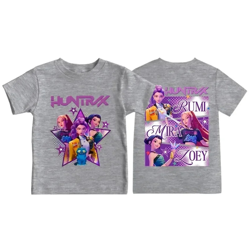 2025 KPop Demon Hunters Graphic T-Shirt – Summer Kids Short Sleeve Top for Girls and Boys, Comfortable Movie-Inspired Tee