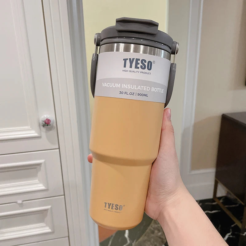 900ML Tyeso Stainless Steel Insulated Tumbler – Double Wall Thermo Coffee Cup for Hot & Cold Drinks, Car Travel Water Bottle Mug