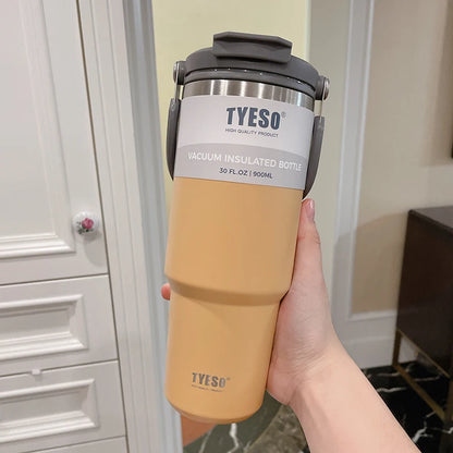 900ML Tyeso Stainless Steel Insulated Tumbler – Double Wall Thermo Coffee Cup for Hot & Cold Drinks, Car Travel Water Bottle Mug