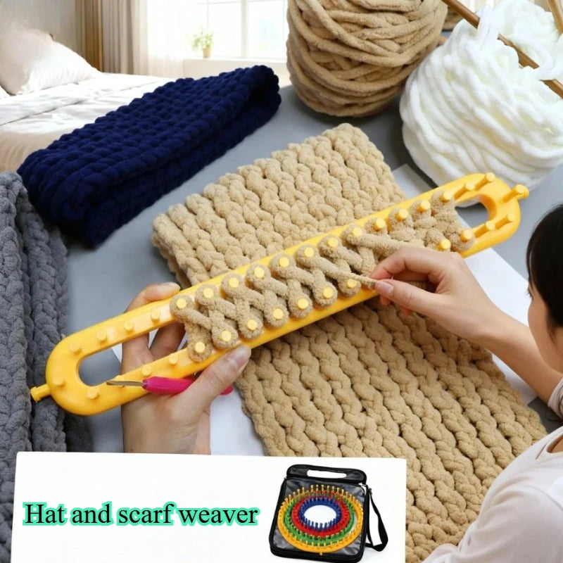 DIY Plastic Weaving Loom Kit - Portable Rectangle Knitting Tool for Handmade Wool Crafts & Sewing Projects