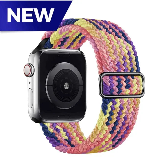 Braided Solo Loop Apple Watch Band – Stretch Nylon Bracelet Strap for Series SE, 6–11 & Ultra 2 (40mm–49mm) Adjustable Correa