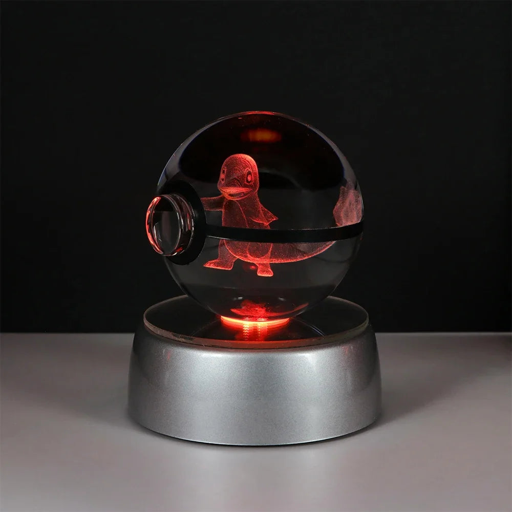 Pokémon 3D Crystal Ball LED Night Light – Pikachu Gengar Eevee Mewtwo Pokéball Base Lamp Kids Birthday & Home Decor Gift