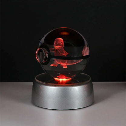 Pokémon 3D Crystal Ball LED Night Light – Pikachu Gengar Eevee Mewtwo Pokéball Base Lamp Kids Birthday & Home Decor Gift