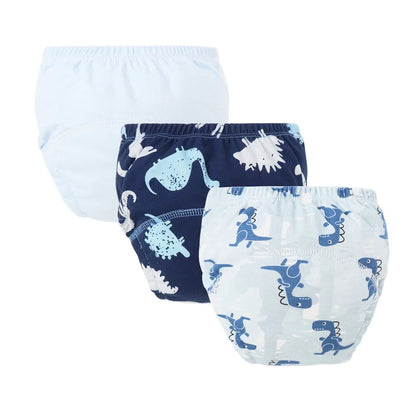3-Piece Baby Diaper Pants Set – Cotton Toddler Training Pants, Cartoon Printed Reusable Nappies for Newborns & Infants