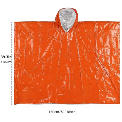 LIFE Emergency Survival Rain Poncho - Thermal Waterproof Heat Reflective Camping and Hiking Raincoat