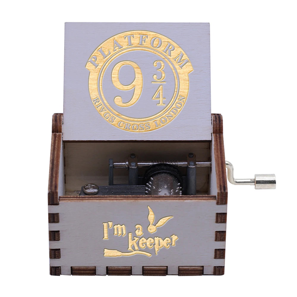 Hand-Cranked Wooden Music Box - Vintage Carved Musical Keepsake for Christmas, Birthdays, and Special Gifts