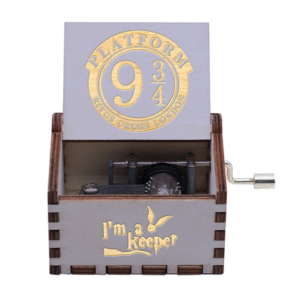 Hand-Cranked Wooden Music Box - Vintage Carved Musical Keepsake for Christmas, Birthdays, and Special Gifts
