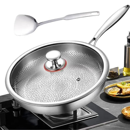 Premium Titanium Alloy Frying Pan - Uncoated Steak & Pancake Skillet for Gas Stoves, Non-Stick Kitchen Cookware