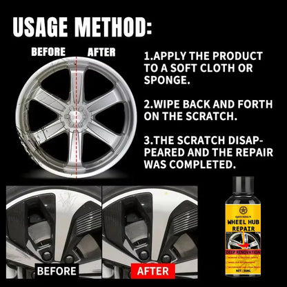 Car Rim Scratch Repair Paste - Wheel Alloy Repair Paint for Black, White & Silver Rims