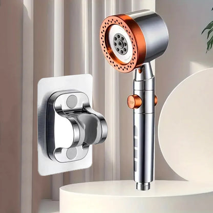 High Pressure Water Saving Shower Head - 5 Mode Handheld Bathroom Filter Spray with One Button Stop Function