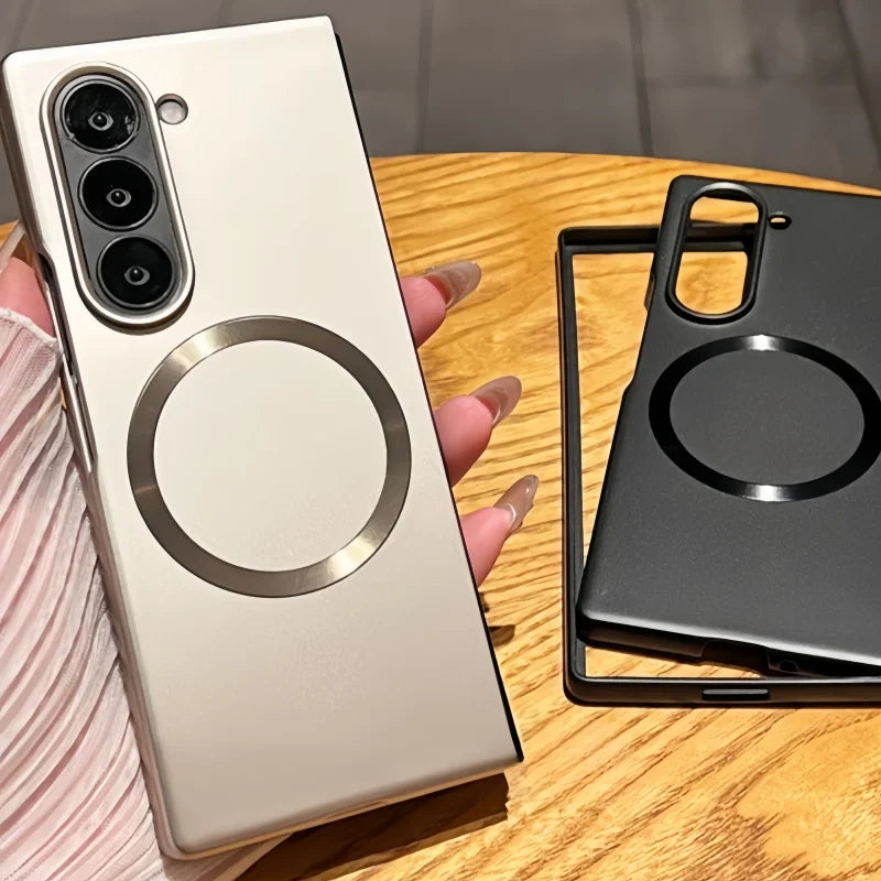 Ultra Thin Magnetic Matte Case for Samsung Galaxy Z Fold 7/6/5/4/3 - Slim Metal Plating MagSafe Wireless Charging Protective Cover