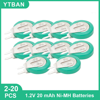 1.2V 20mAh Ni-MH Rechargeable Button Cell Battery with Welding Pins - Coin Battery for Toys, Timers and Solar-Powered Electronics