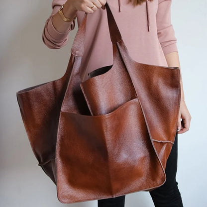 Rretro Handmade Large Beach Tote Bag – High Capacity Zipper Shoulder Handbag for Ladies