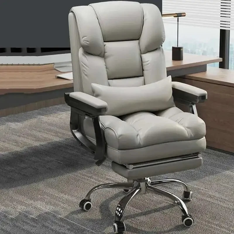 Modern Ergonomic Leather Office Chair - Swivel Computer Desk Chair with Cushioned Seat for Home & Office