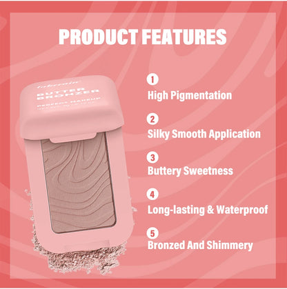 Professional Makeup Powder Blush - 12HR Wear, Vegan Formula, Pink Cream Blusher Palette for Face Cosmetics