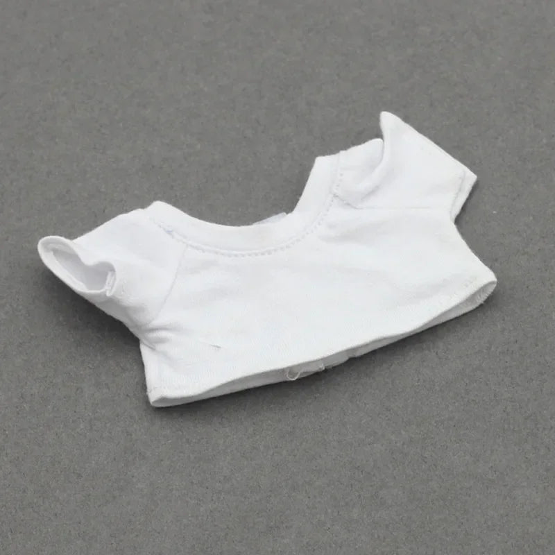 Doll Clothes Outfit for Kpop EXO Labubu & Cotoon Dolls – T-Shirt & Denim Shorts Set for 10-17cm Dolls