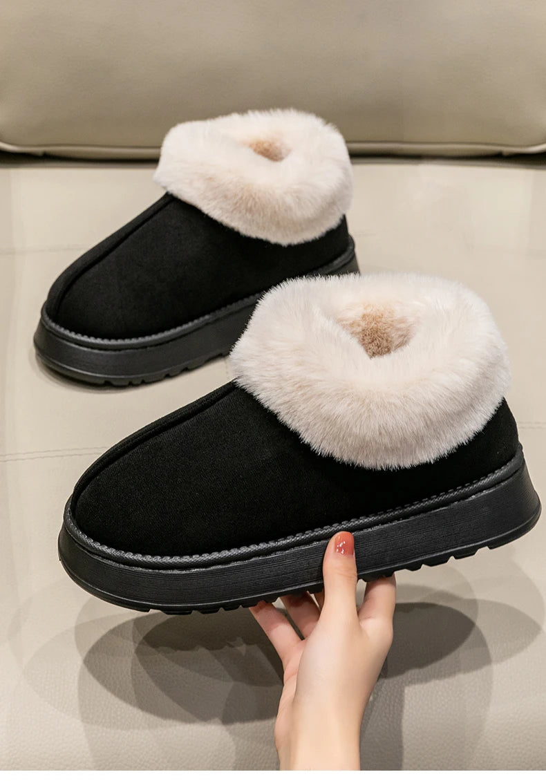2024 Women's Fashion Snow Boots – Fluffy Plush Faux Fur Winter Slippers, Cozy Indoor Shoes for Men & Women