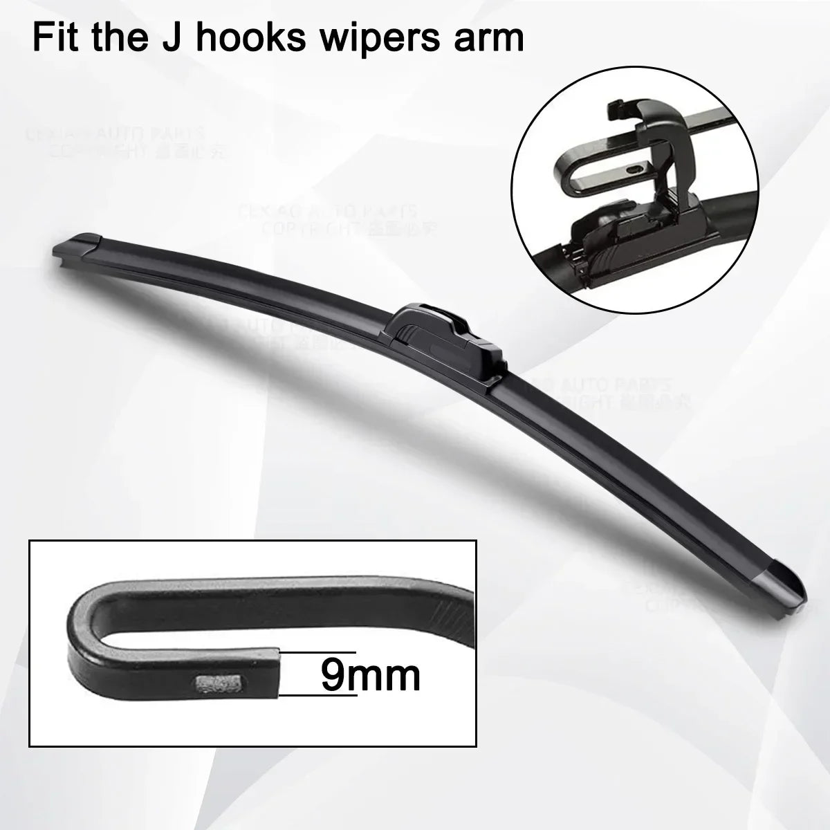 Car Wiper Blades J Hook – Soft Rubber Windscreen Wipers, 13" 18“ 19" 20" 21" 22" 24" 26" Sizes for Automobiles