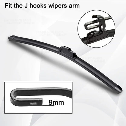 Car Wiper Blades J Hook – Soft Rubber Windscreen Wipers, 13" 18“ 19" 20" 21" 22" 24" 26" Sizes for Automobiles