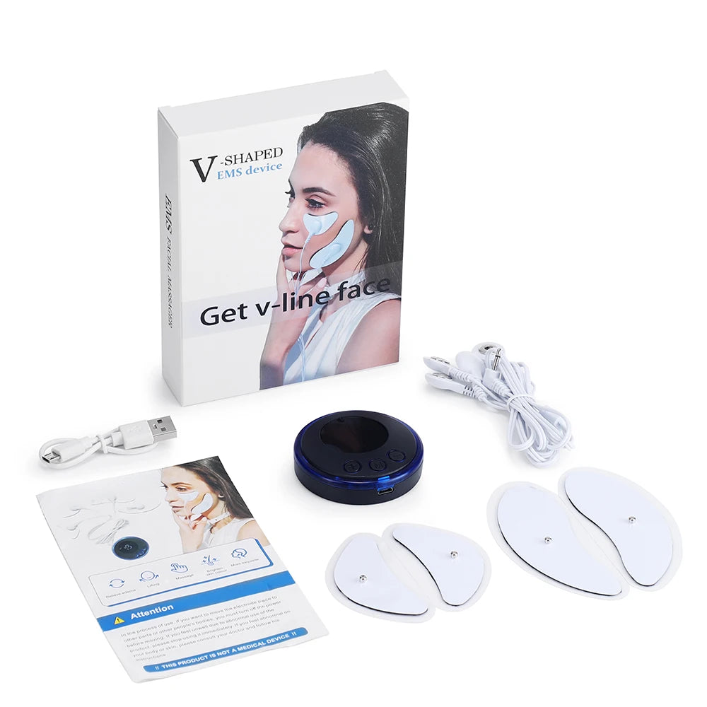 EMS Facial Lifting Massager – 8 Modes, 19 Intensity Levels, Rechargeable Face and Eye Beauty Device for Home Use