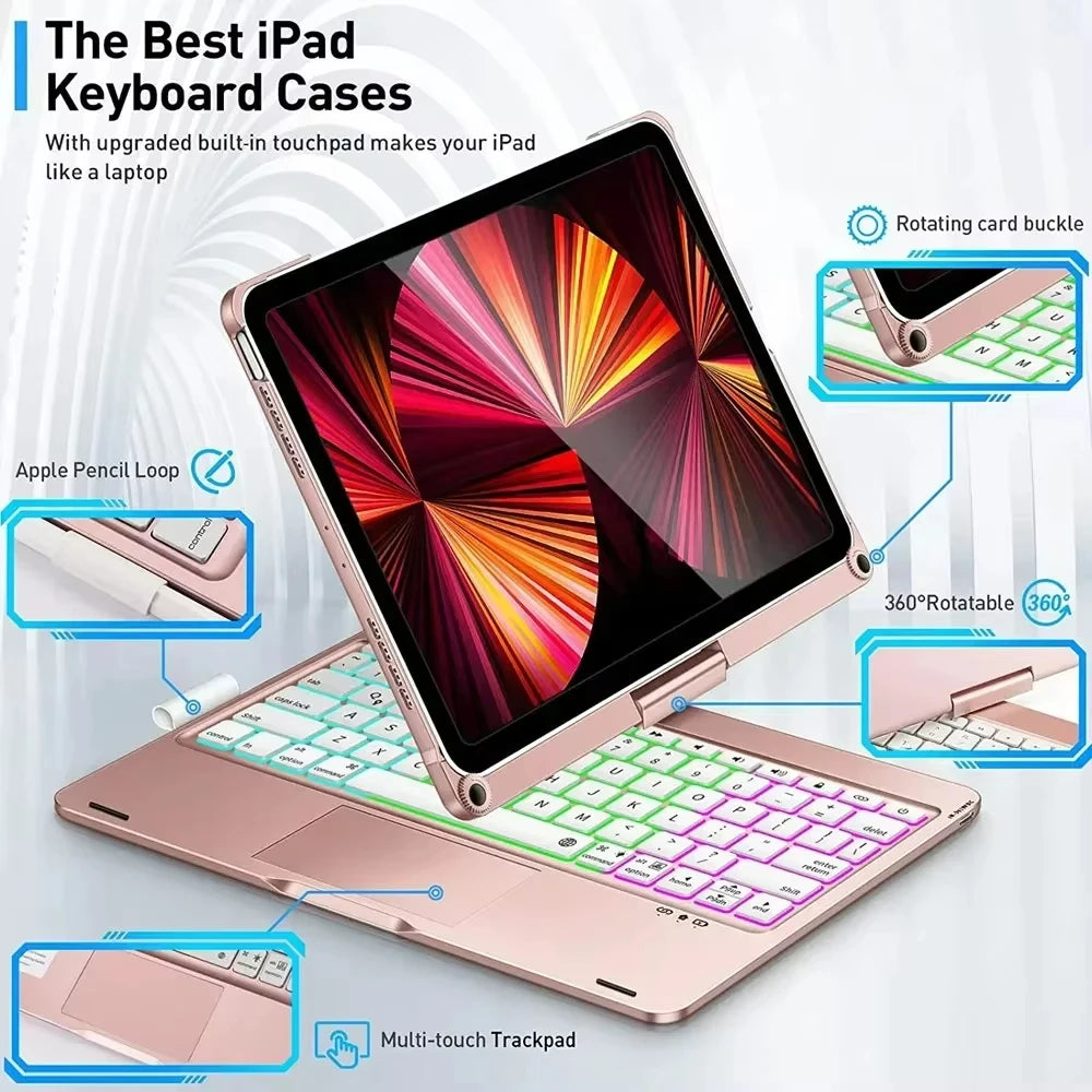 New Magic Keyboard Case for iPad — 360° Flip Backlit Keyboard for iPad 11th Gen A16, iPad Air 11/13-inch M3 2025