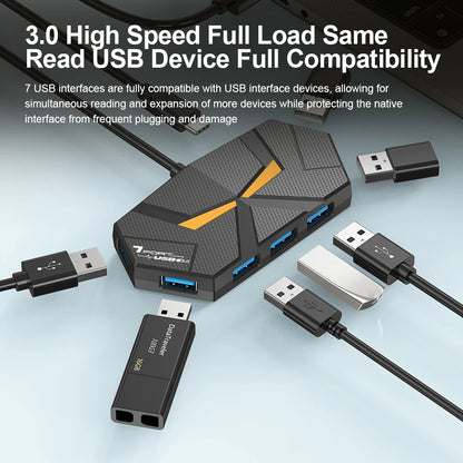 7-Port USB 3.0 Hub Type-C Docking Station — High-Speed 5Gbps Adapter for Laptop, Hard Drive, Mouse & Keyboard