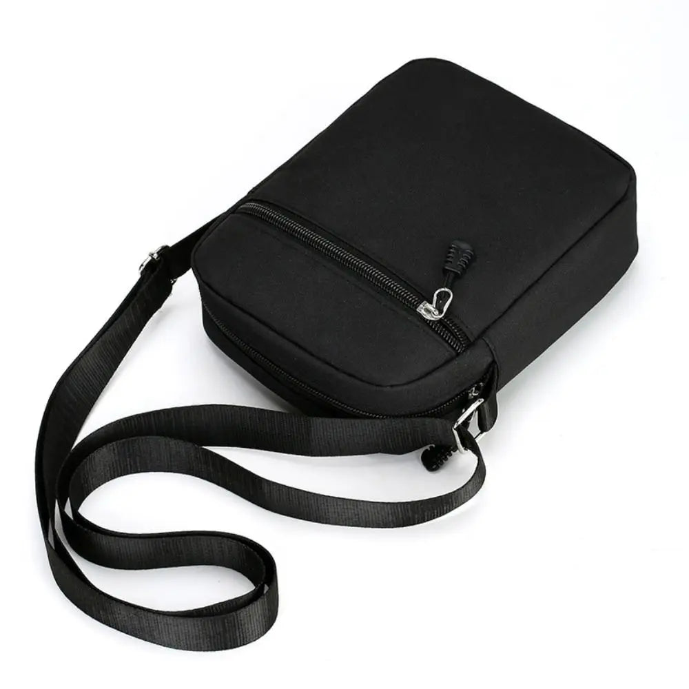 Oxford Mini Shoulder Bag – Durable Black Waist & Mobile Phone Bag for Men