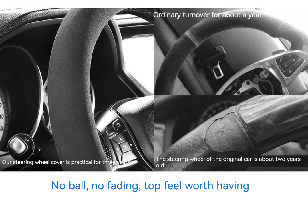 All-Season Suede Steering Wheel Cover — Ultra-Thin, Non-Slip, Breathable for Round & D-Shaped Wheels