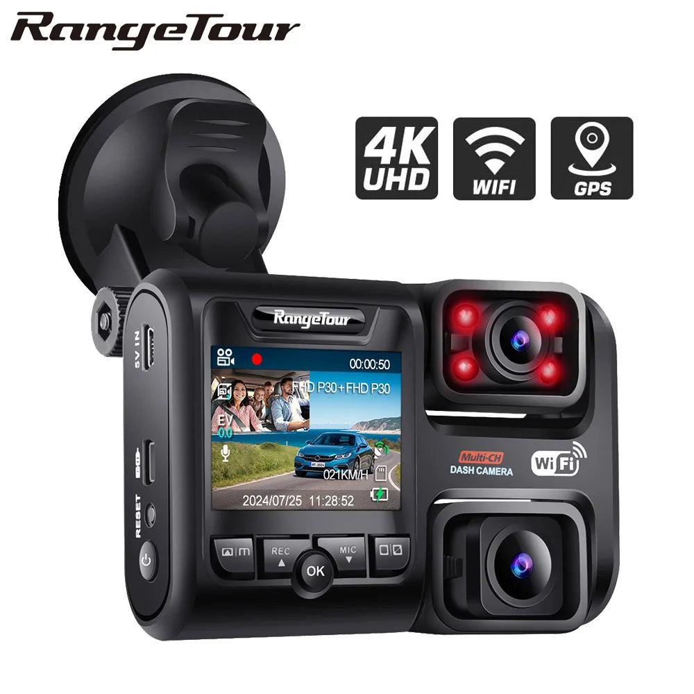 4K 2160P Dual Lens Car DVR – WIFI GPS Logger, Novatek 96663 Chip, Sony Sensor, Night Vision Dash Cam Recorder D30H