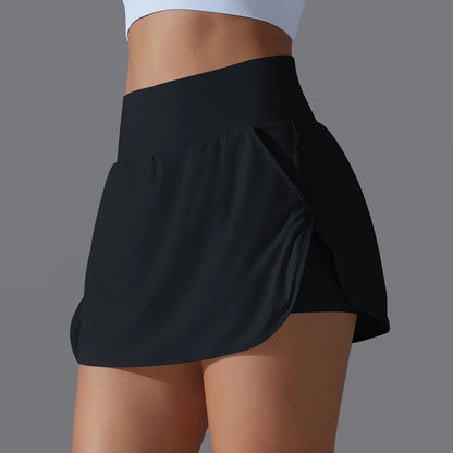 Outdoor Sports High Waist Yoga Skirt — Breathable Badminton Tennis Active Fitness Athletic Short Skirt