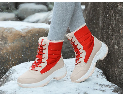 Women's Winter Snow Boots – Plush Lined Platform Flat Casual Shoes for Warmth and Comfort