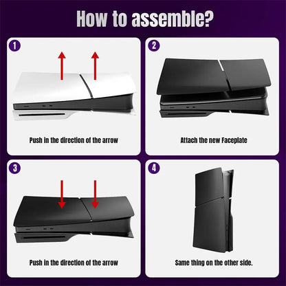 Black Replacement Faceplate for PS5 Slim – Digital & Optical Drive Version Protective Hard Shell Cover