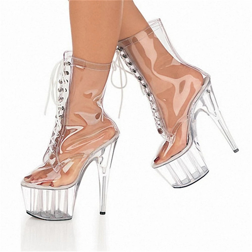 SDTRFT Women’s 17cm Platform Stiletto Ankle Boots - Thin High Heels Patent Leather Party & Wedding Shoes
