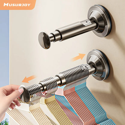 1/2pcs Hanger Storage Rack – No-Drill Suction Cup, Retractable & Adjustable Space-Saver for Home & Office