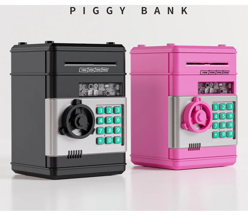 Kids Electronic Password Piggy Bank – Mini Safe Money Box with Code Lock & Auto Cash Slot