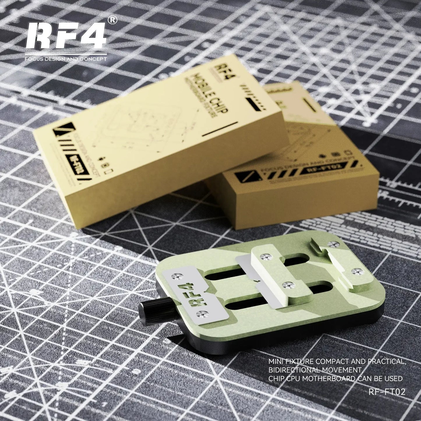 RF4 FT02 Universal PCB Holder – Precision Mainboard Fixture with Adjustable Clamp for IC Chip Repair & Soldering