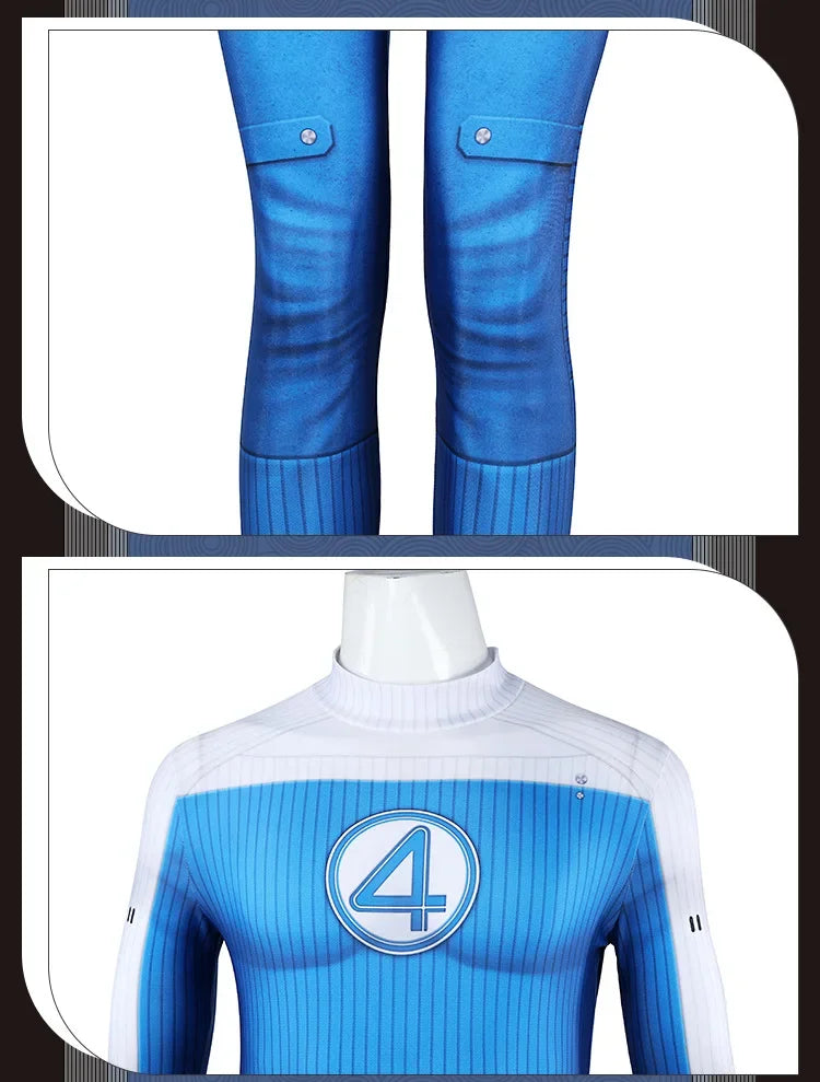 Fantastic Four Thing & Reed Richards Cosplay Costume – Blue Invisible Man Jumpsuit for Halloween & Superhero Events