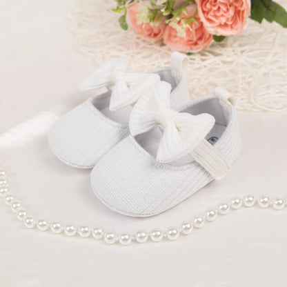 Meckior Baby Girl Shoes — Spring & Autumn Cotton Sole Moccasins with Bow, Anti-Slip First Walkers for Newborns & Toddlers