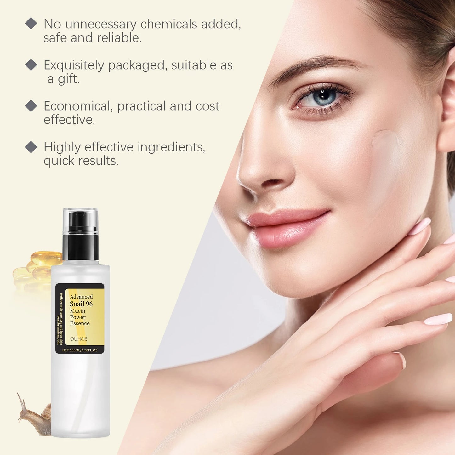 Ouhoe Snail Collagen Face Cream — Moisturizing, Lifting & Firming Korean Skincare
