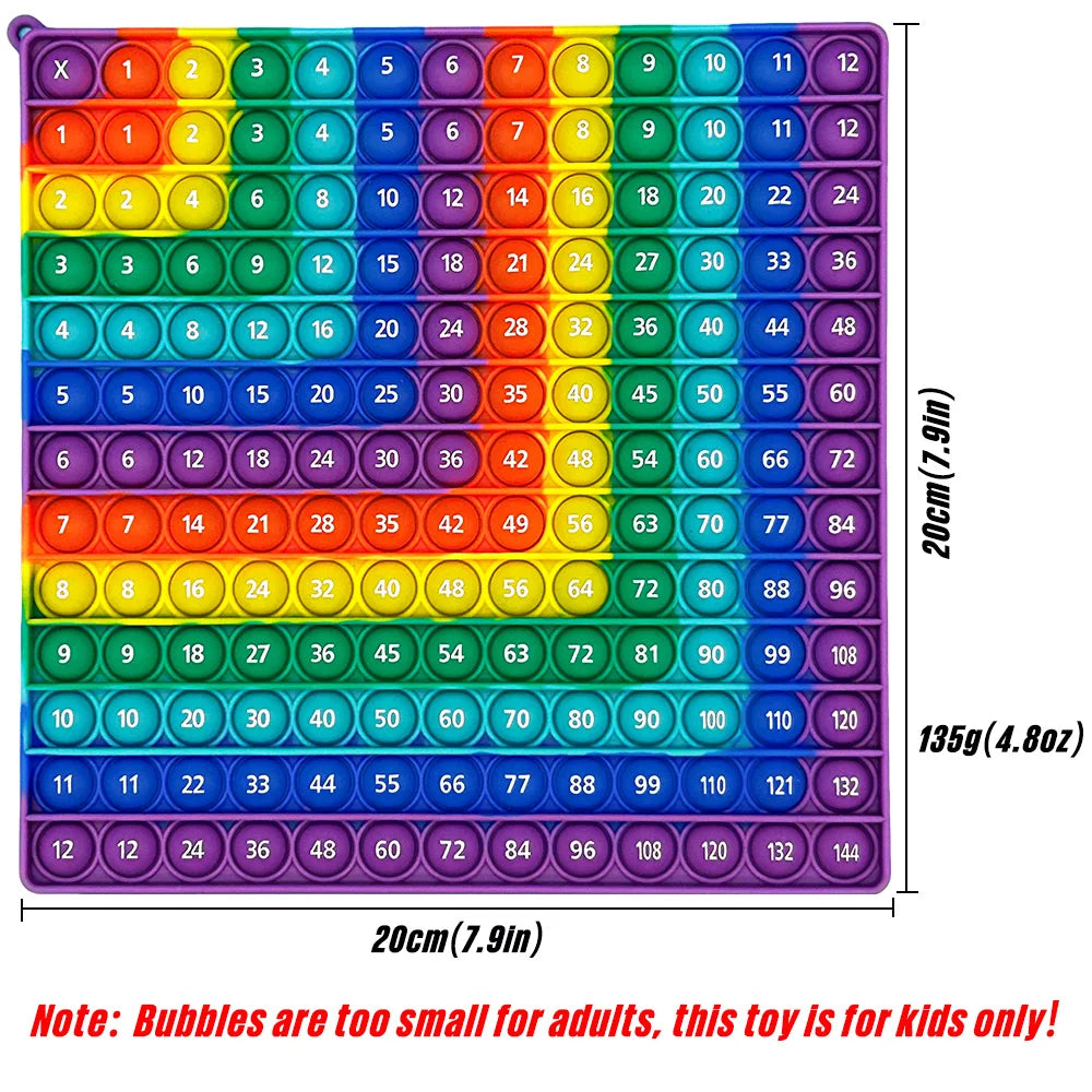 12x12 Multiplication & Addition Math Game Toy - Rainbow Silicone Times Table Educational Gift for Kids