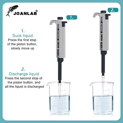JOANLAB Digital Micropipette — Automatic Adjustable Plastic Pipette for Laboratory & Chemistry Experiments, Includes Pipette Tips