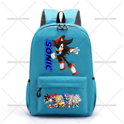 Cartoon Sonic Backpack — School Bag for Kids & Teens Featuring Amy, Rose & Shadow Characters, Perfect Gift for Boys