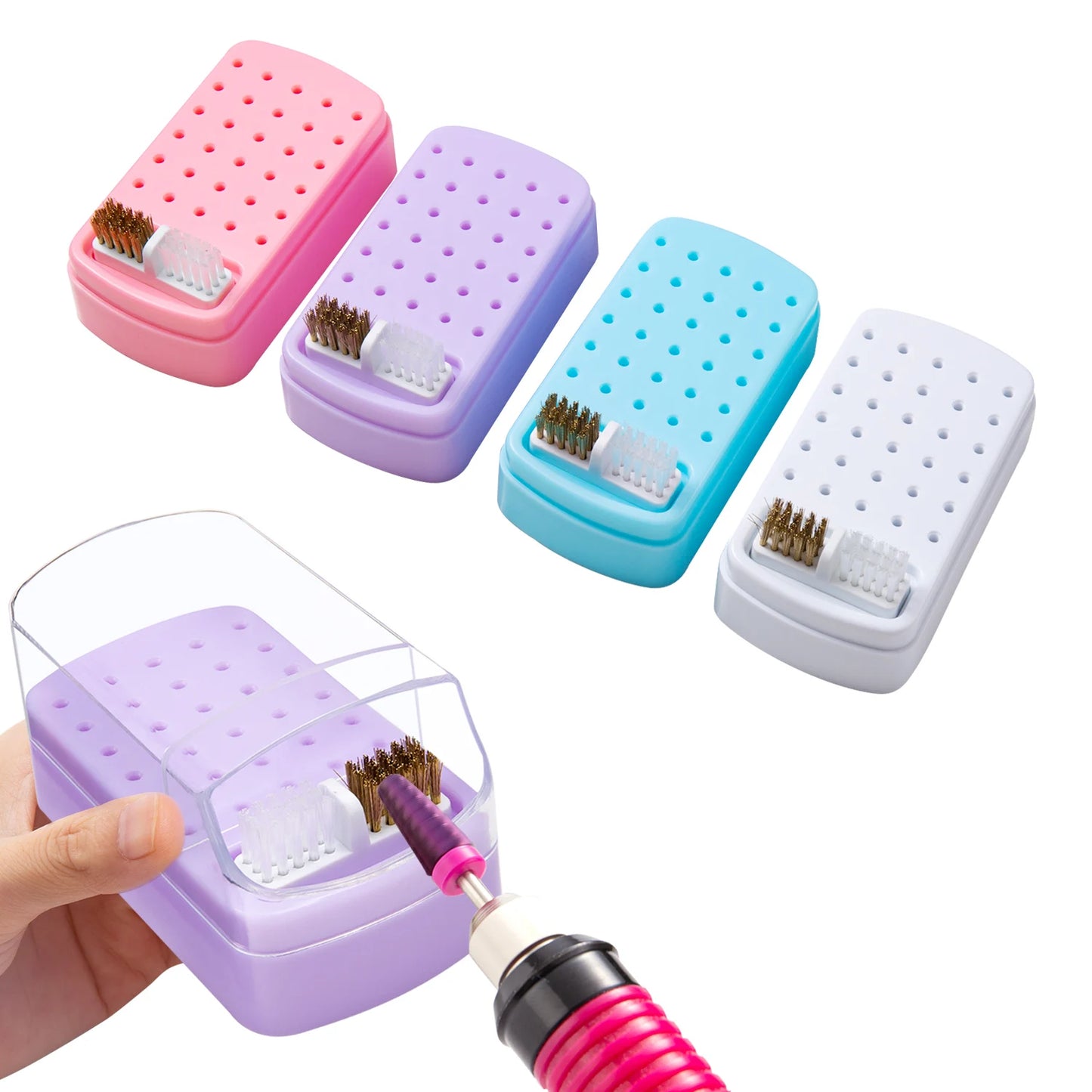 Nail Drill Bit Organizer Box - 30-Slot Acrylic Dustproof Storage Case for Nail Art Supplies