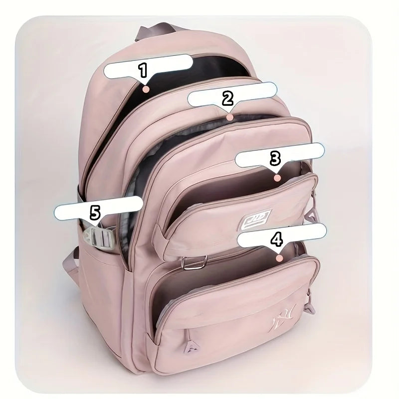 Large Capacity Student Backpack | Casual Waterproof Nylon Double-Shoulder College & Travel Bag