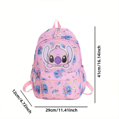 Stitch Print Student Backpack – Lightweight Daypack with Adjustable Straps for School & Daily Commute