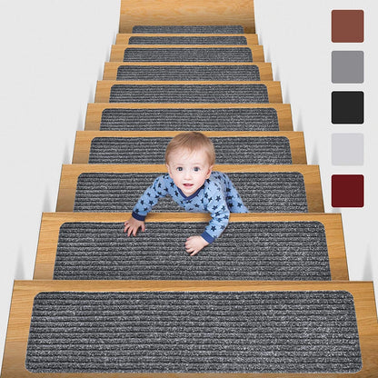 20x76cm Soft Stair Mat – Self-Adhesive Non-Slip Water Absorption Carpet Protector, Variety Pattern Rug for Stairs