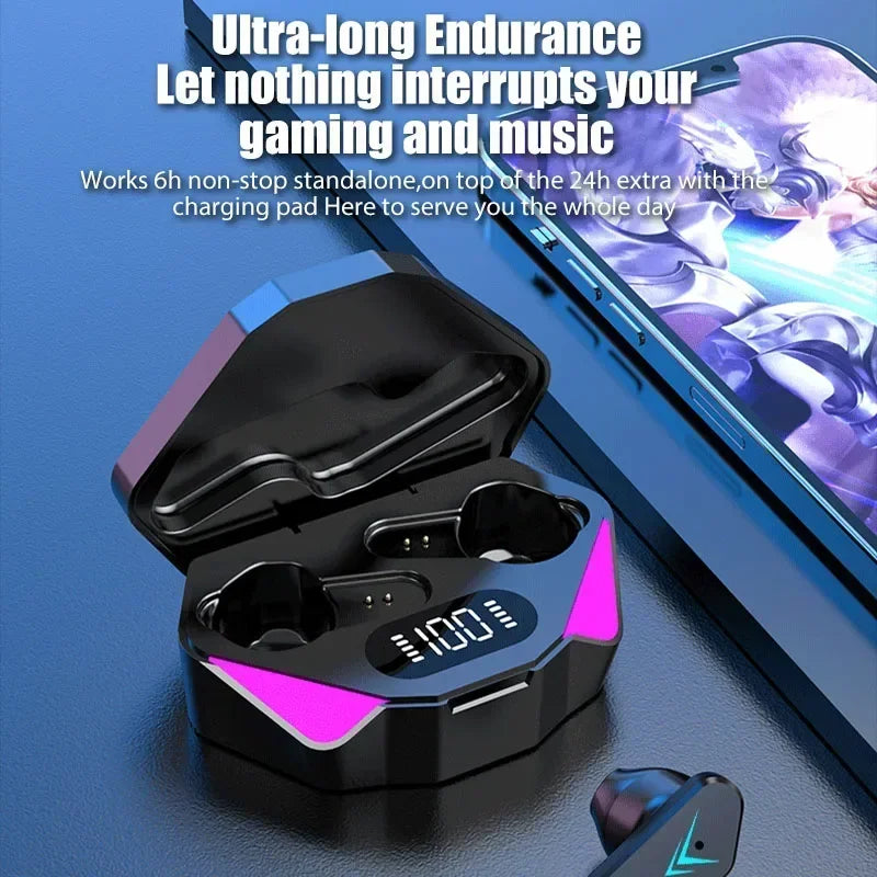 NEW AIR X15 Wireless Gaming Earphones — Bluetooth Low-Latency 65ms Earbuds, Gamer Headset with Mic Handsfree