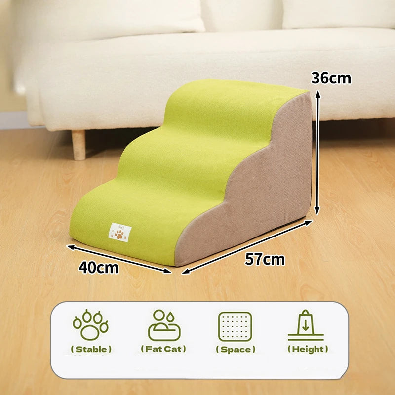 Pet 2/3-Step Stair Ramp for Dogs and Cats - Memory Foam Sponge, Removable and Washable, Training Pet Ramp for Sofa