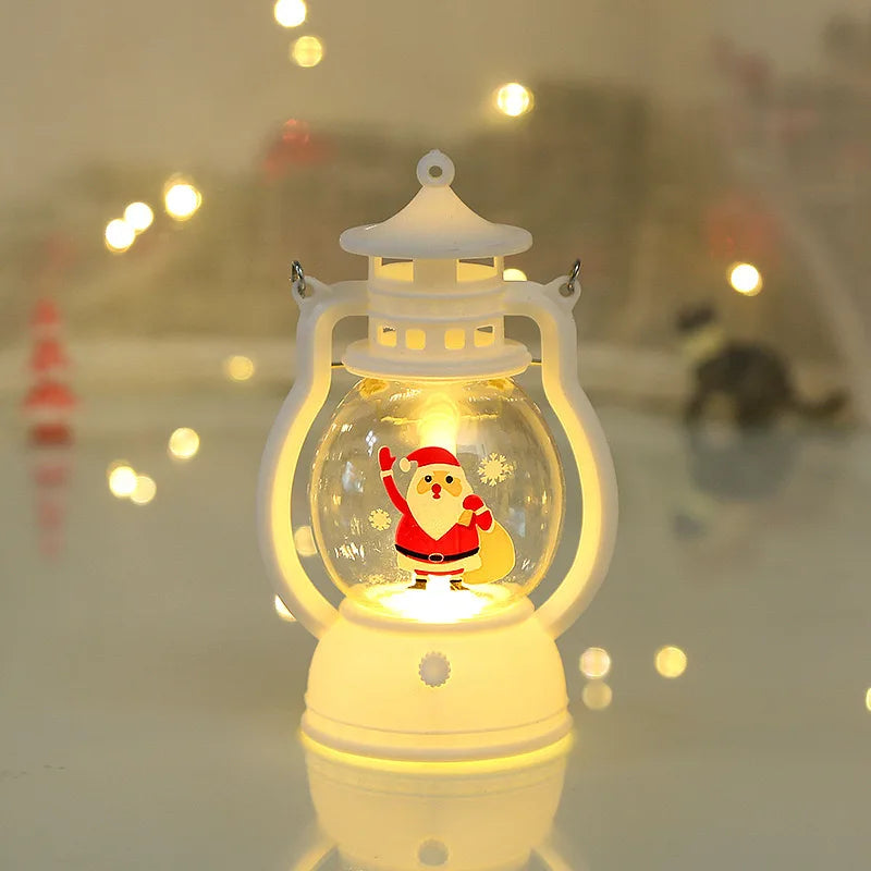 Portable LED Christmas Lanterns – Santa Claus & Snowman Indoor Decor, Battery-Powered for Home Xmas & New Year